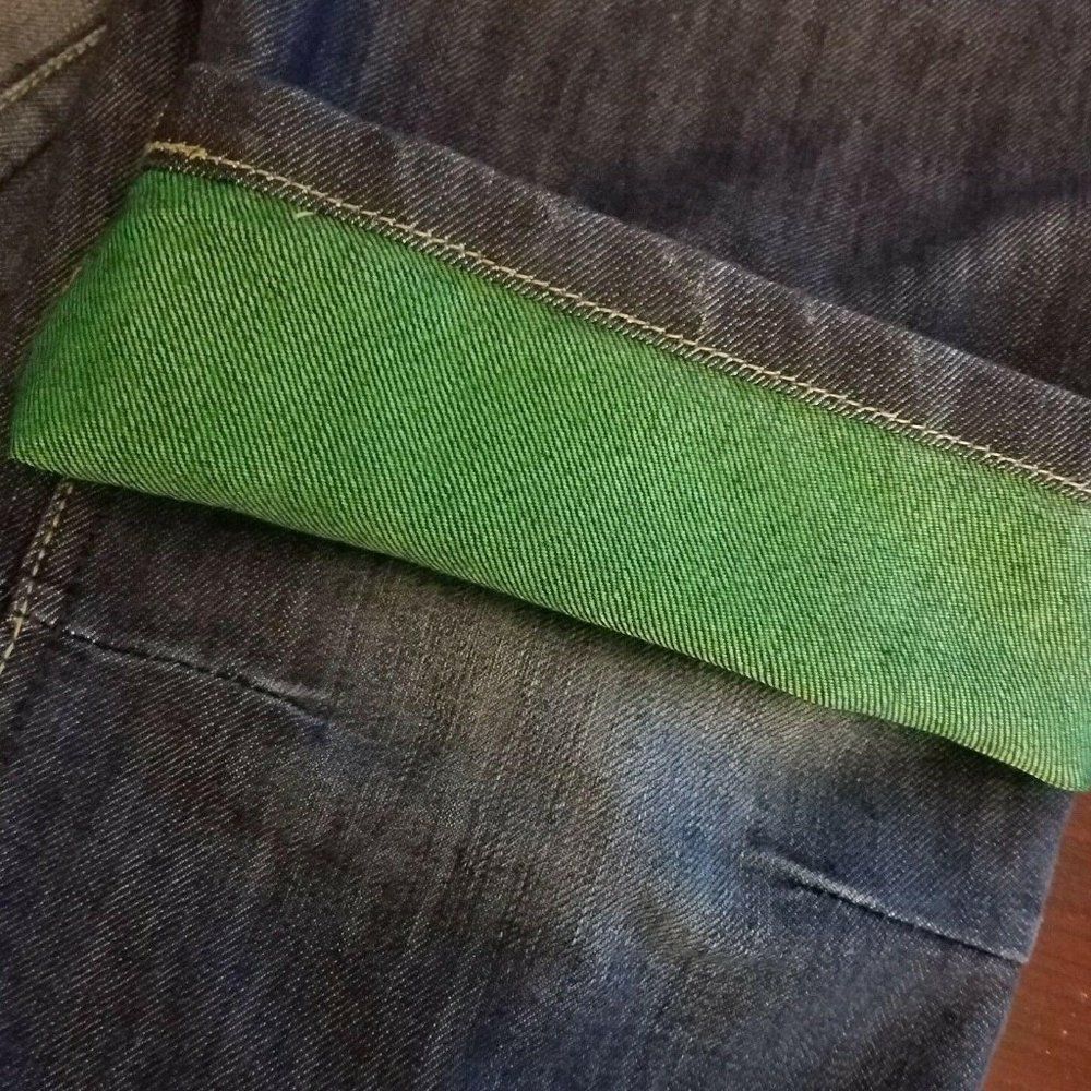 C & A Here There 16 Girls Denim Jean Bermuda Shorts Dark Blue Green Lining - Picture 9 of 9